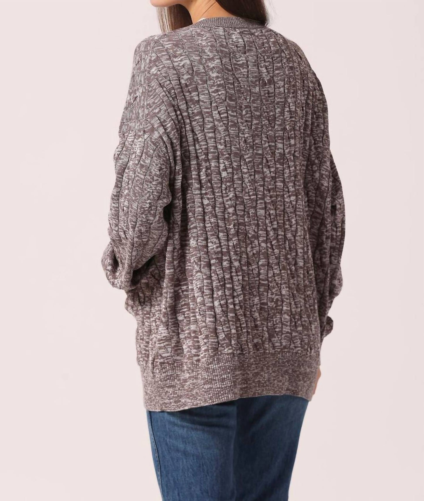 Minnie Rose - Cotton Oversized Marled Cable Cardigan