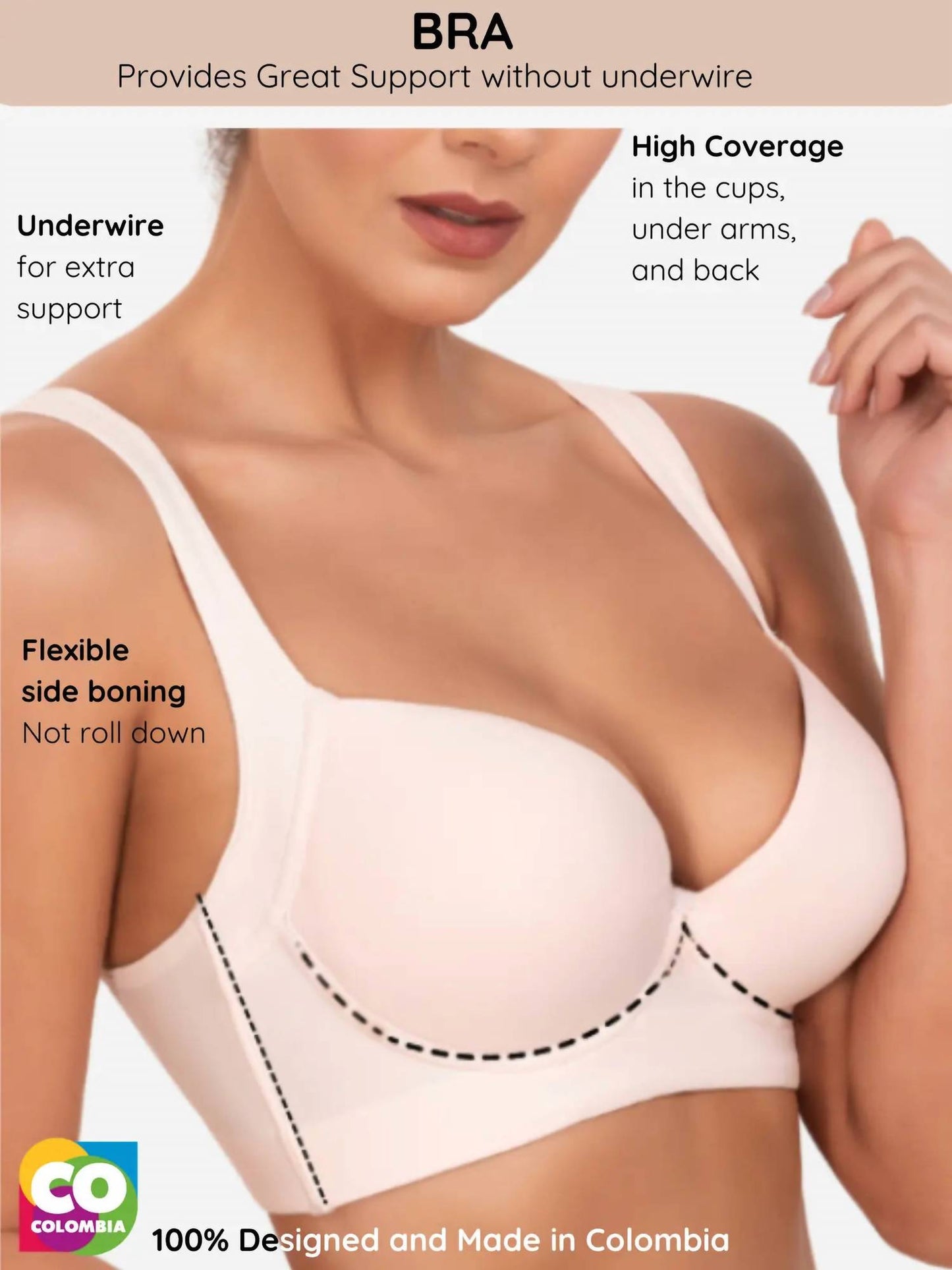 Siluets - Underwire Support Bra With High Coverage And Flexible Side Boning | No Roll Down