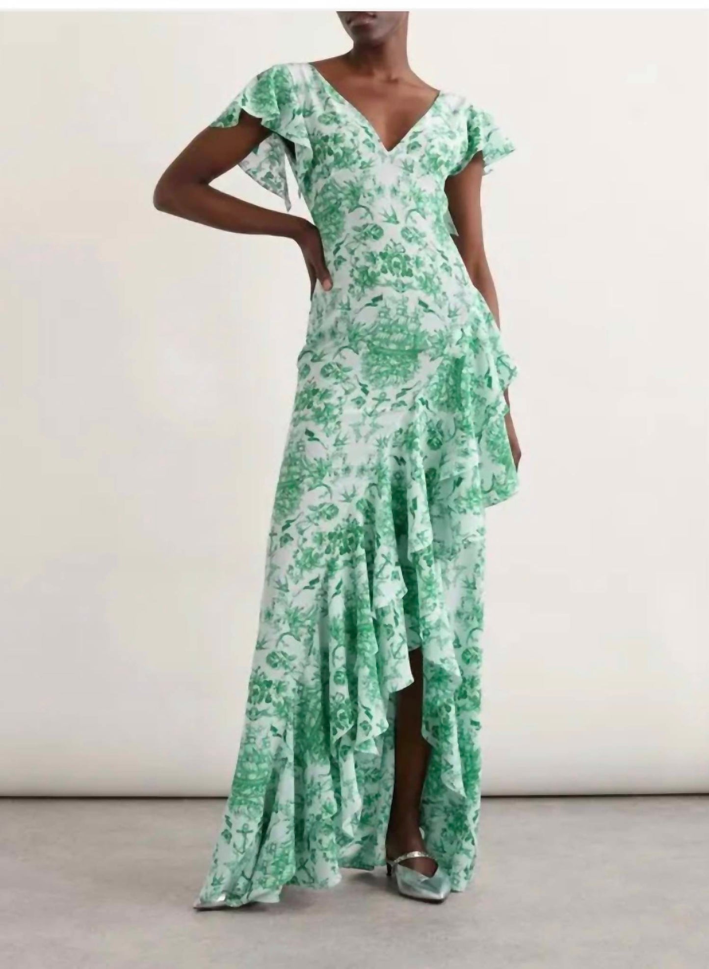 Alexander Mcqueen - Silk Sailor-tattoo Ruffle Maxi Dress
