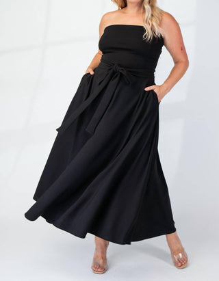 The Curve La - Plus Size Knit Tube Maxi Dress With Self Belt