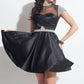 Rachel Allan - Embellished Matte Satin Homecoming Dress