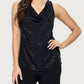 Azi - Sparkle Cowl Neck Tank Top