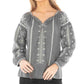 Apny - Peasant Melange Embroidered Top
