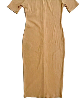 7 For All Mankind - Vestido midi justo com manga curta e nervuras