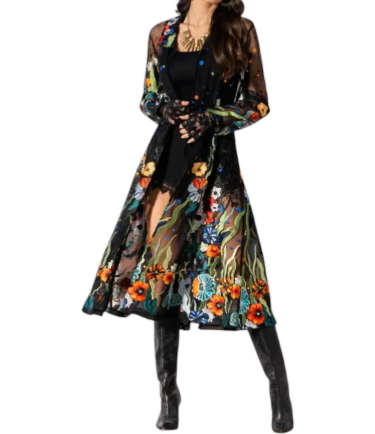 Adore - Long Embroidered Sheer Duster