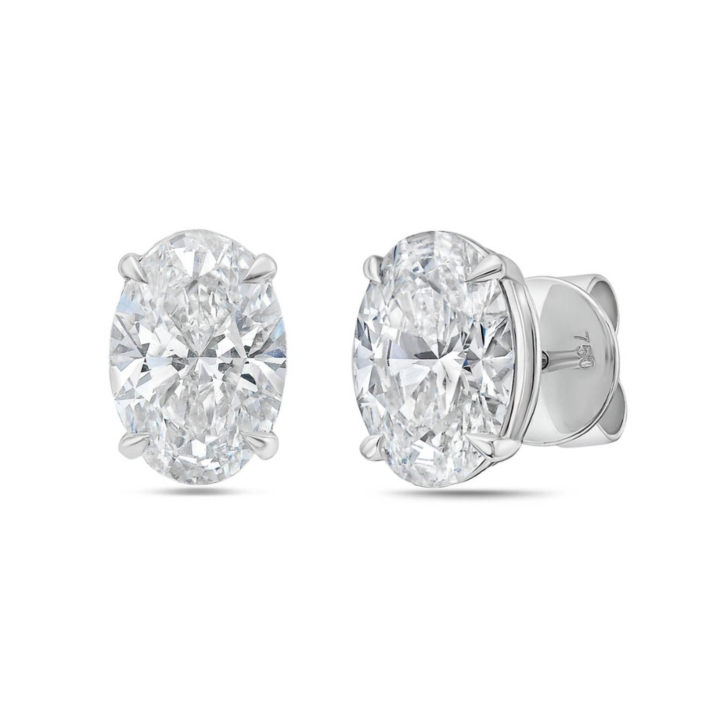 Diana M Jewels - 2.00 Cts Lab Grown Oval Cut Stud Earrings