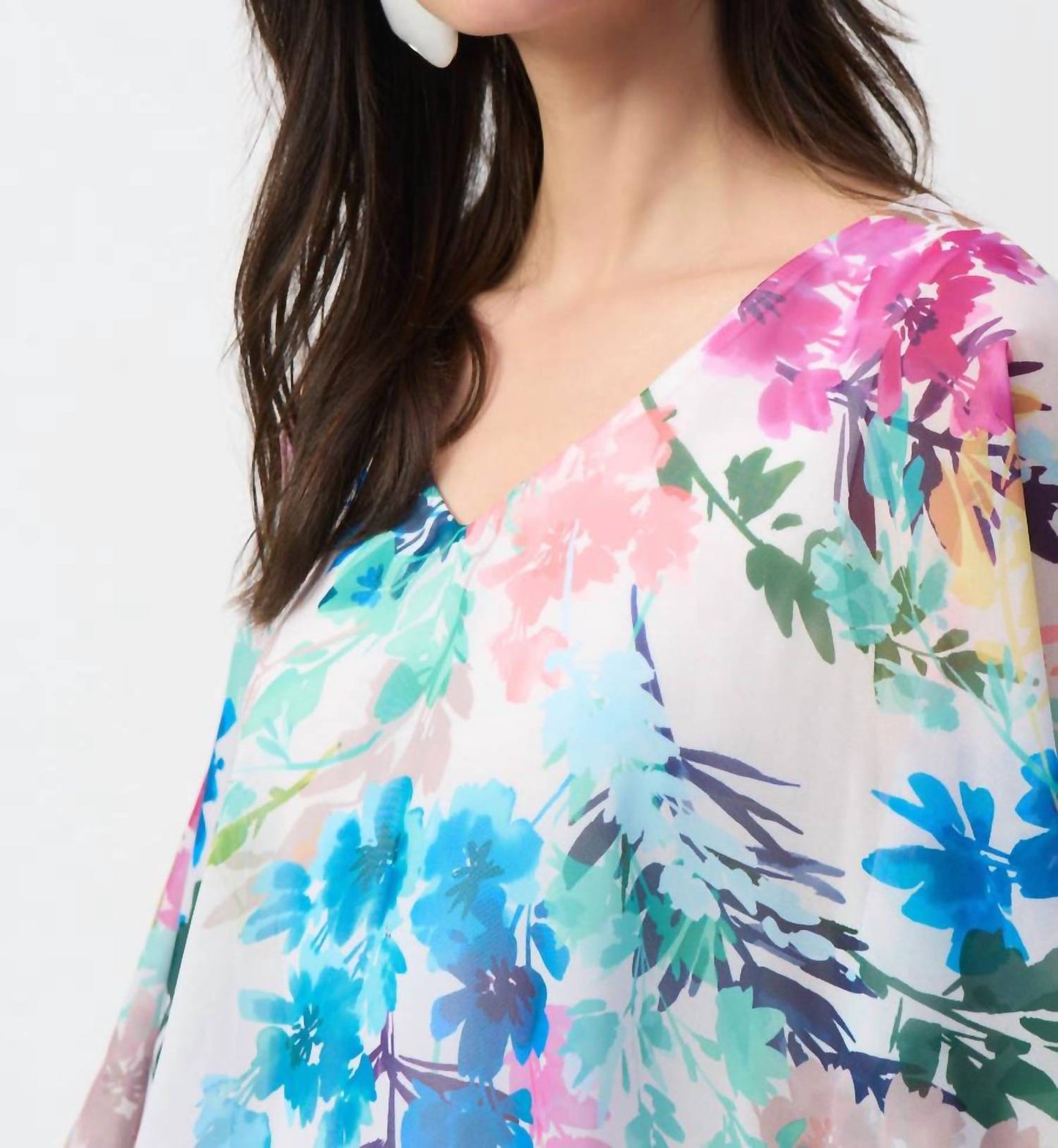 Joseph Ribkoff - Chiffon Floral Print Poncho Top