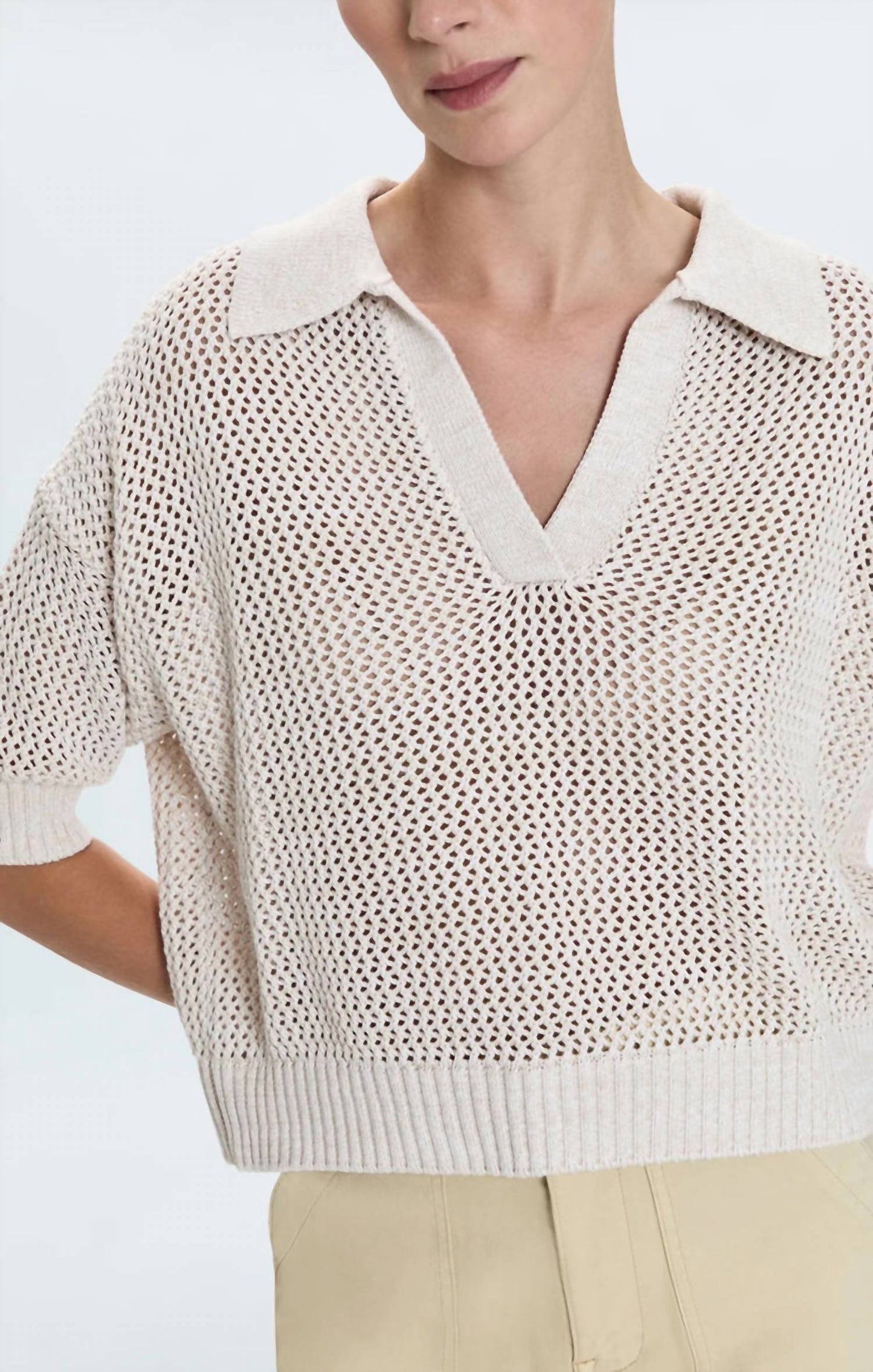 Pistola - Emma Open Knit Short Sleeve Polo