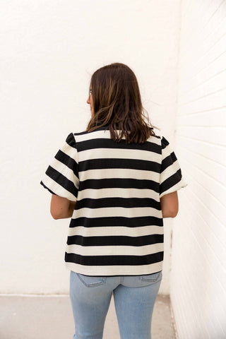 Bibi - Lexi Striped Ruffled Top