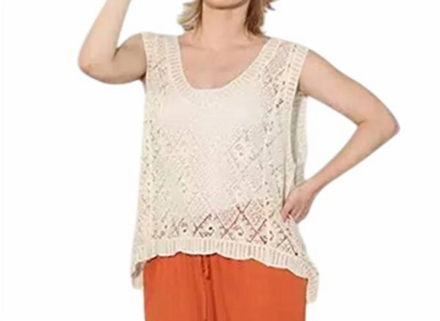 Paparazzi - Crochet Diamond Pattern Hi-Low Tank Top