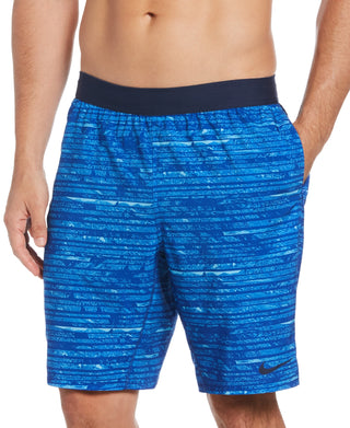 Calção de banho Nike Oxidized Stripe 9 masculino, azul, tamanho pequeno