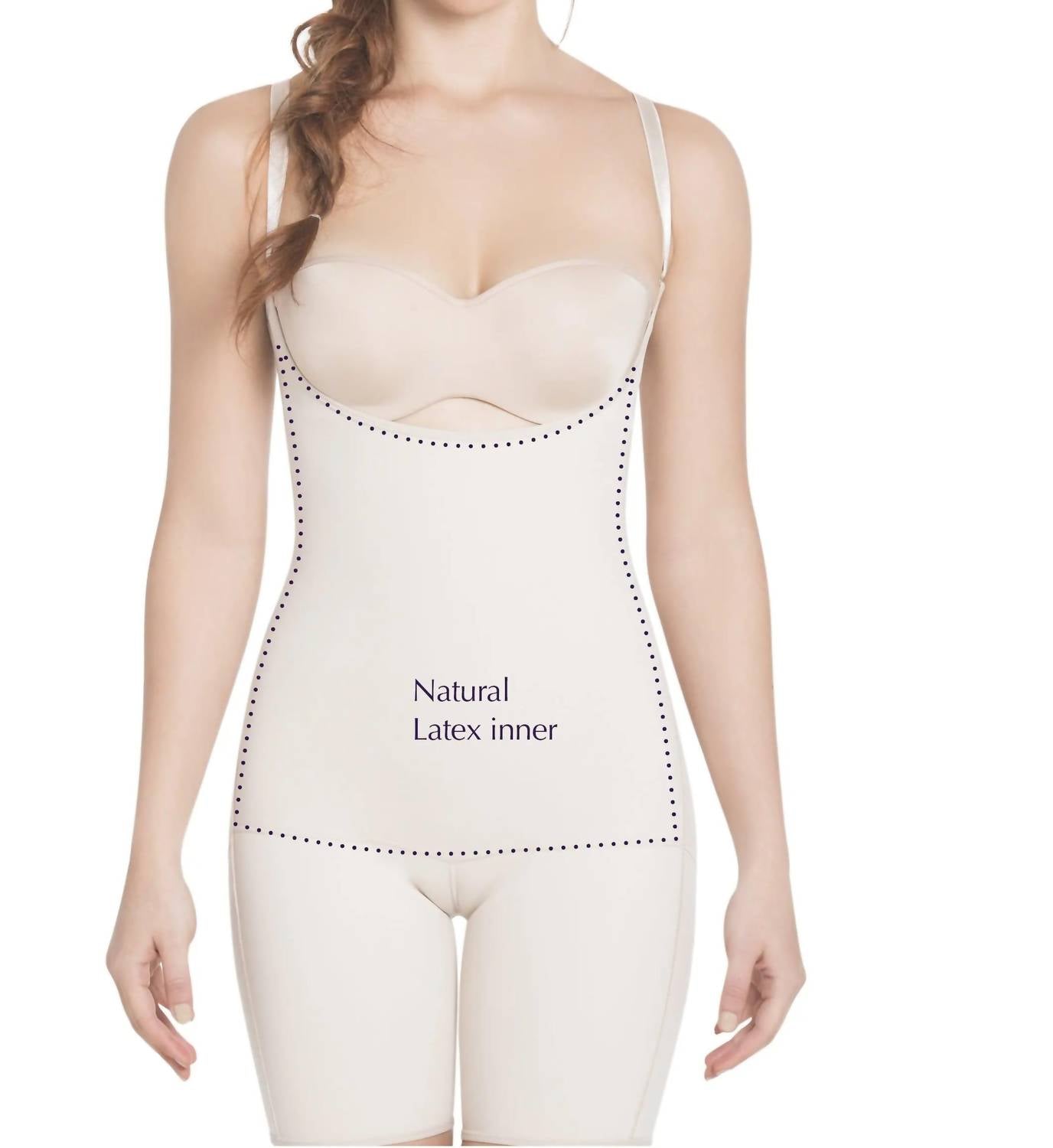Siluets - Slimming Braless Mid-thigh Body Shaper With Latex