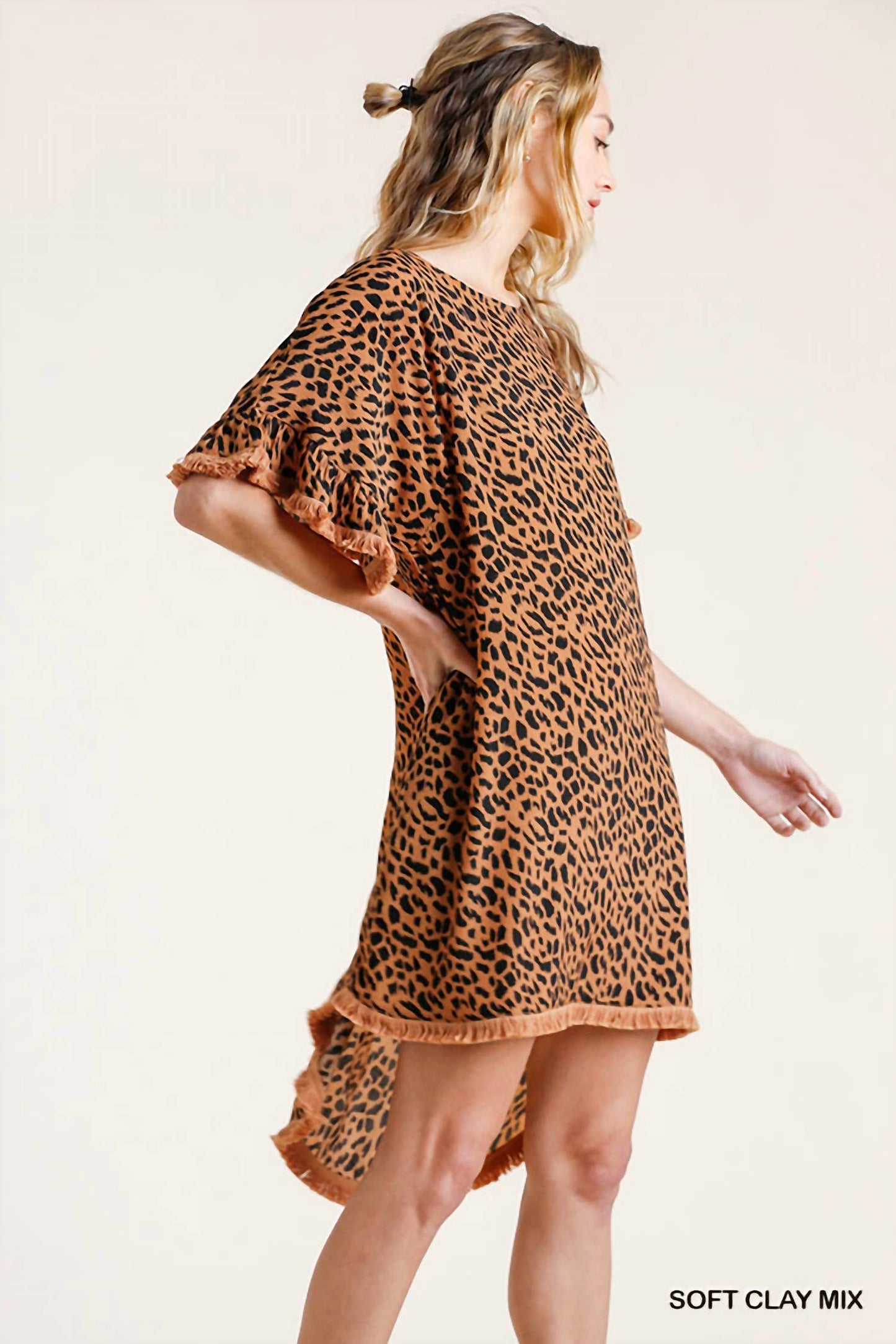 Umgee - Animal Frayed Mini Dress