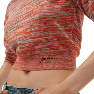 Ganni - Blusa curta de lã merino mouline