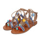 Breckelles - Women's Kylee Pom Pom Open Toe Tie Up Gladiator Sandals
