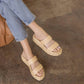 Oasis Society - Women Marley Basket Woven Double Strap Platform Slide