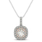 14k White And Rose Gold Cushion Shape Halo Diamond Pendant (1/2 cttw)