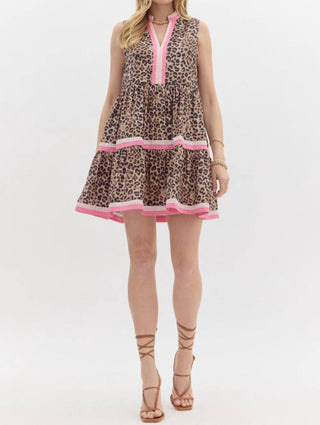Entro - Women's Leopard Print Sleeveless Mini Dress