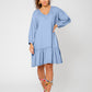 Vestido Luna Bordado Leota Feminino em Azul Chambray Grande Azul Lord &amp; Taylor
