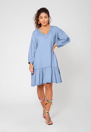 Vestido bordado Luna feminino Leota azul tamanho XX-G