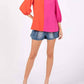 Trendsi - GeeGee Full Size Ruffle Trim Contrast Blouse