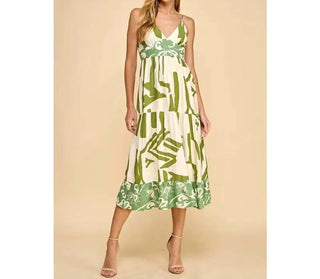 Tcec - Vestido Midi com Estampa Abstrata