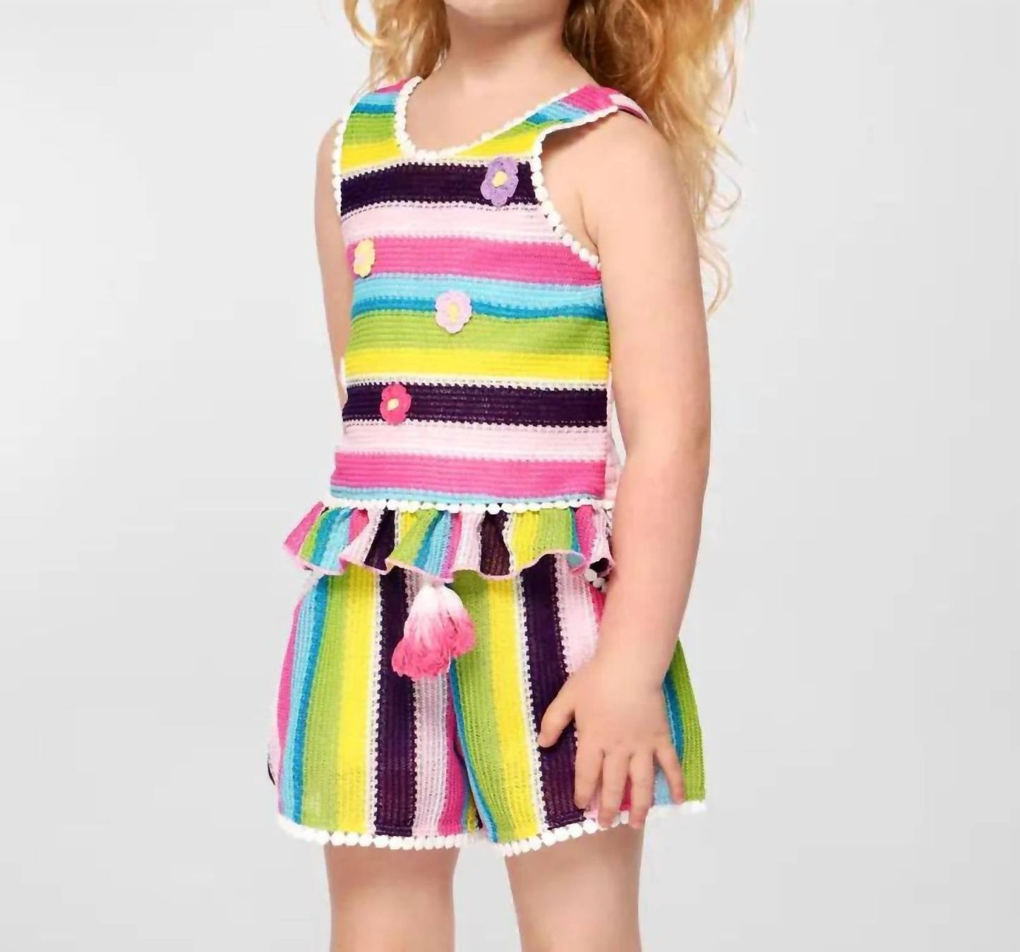 Baby Sara - Girls Knit Striped Short Set