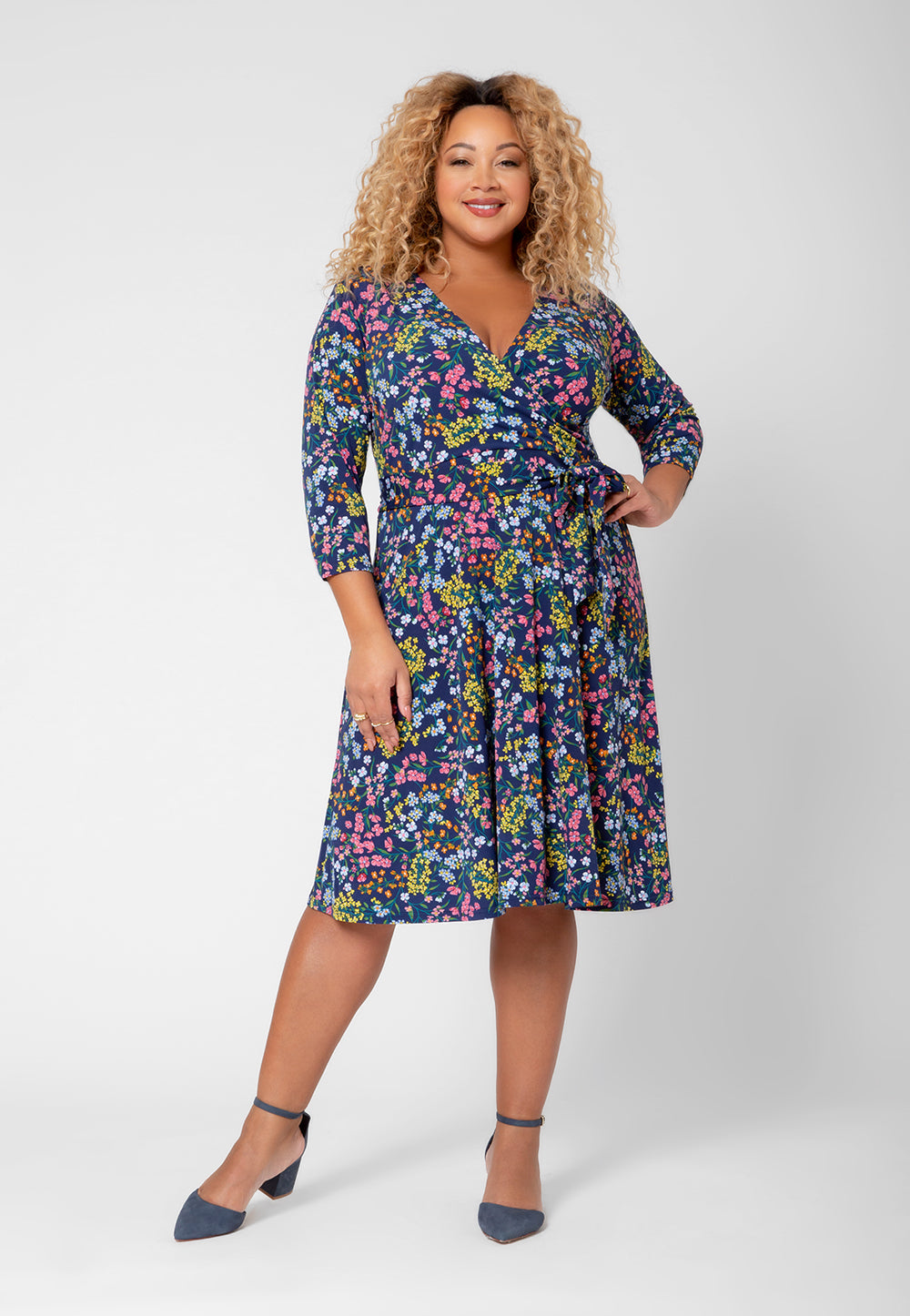 Vestido envelope falso feminino Leota azul