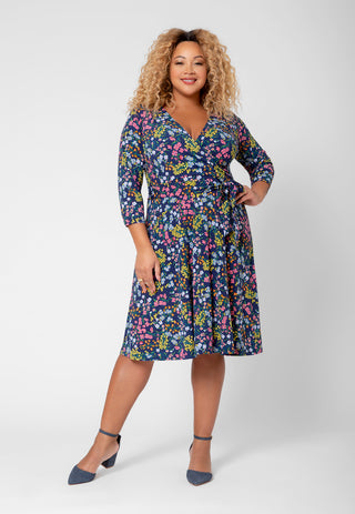 Vestido envelope falso feminino Leota azul