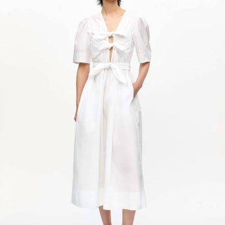 Ganni - Vestido midi com elastano lavado