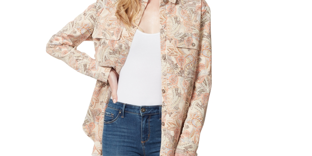 Jaqueta feminina Jessica Simpson Tenley Overshirt, branca, tamanho pequeno
