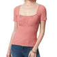 Blusa Jordyn franzida com decote coração, tamanho médio, feminina, rosa, da Jessica Simpson