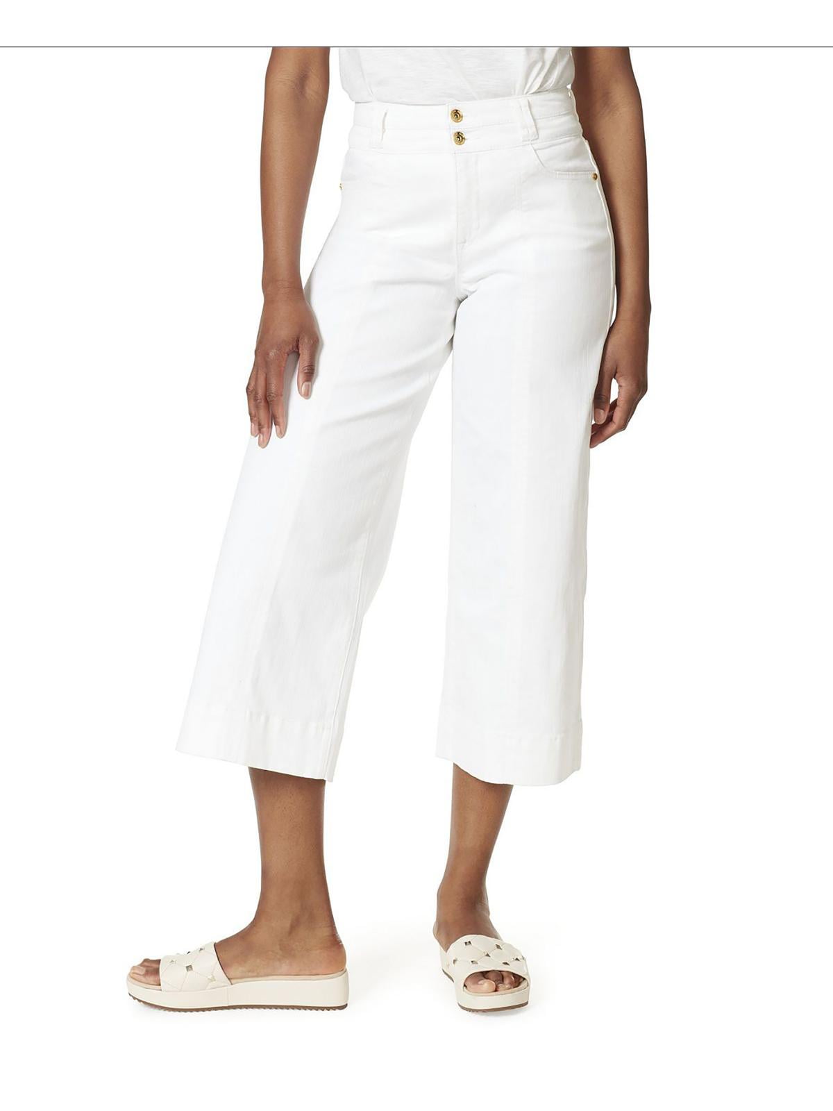 Calça cropped feminina Anne Klein de cintura alta e perna larga, tamanho 16