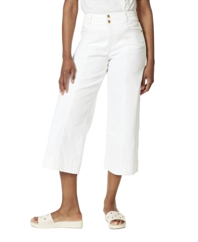 Calça cropped feminina Anne Klein de cintura alta e perna larga, tamanho 16