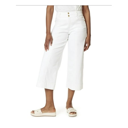 Calça cropped feminina Anne Klein de cintura alta e perna larga, tamanho 16