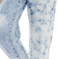 Calça jeans feminina desfiada, com bolso, zíper, fecho de botão, cintura elástica, cor crua, cortada, azul, tamanho 26