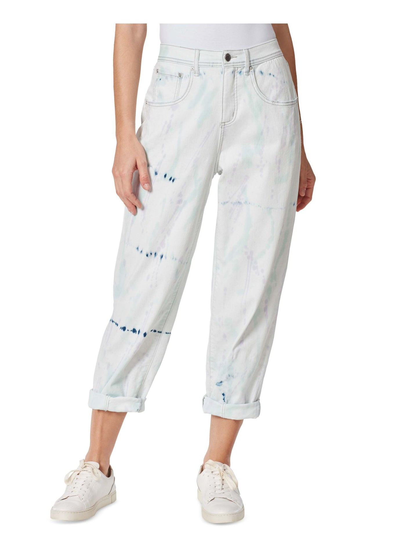 Calça jeans feminina desfiada, afunilada, estilo boyfriend, azul, tamanho 29