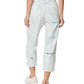 Calça jeans feminina desfiada, afunilada, estilo boyfriend, azul, tamanho 29