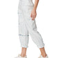 Calça jeans feminina desfiada, afunilada, estilo boyfriend, azul, tamanho 29