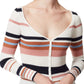 Cardigan listrado com botões e botões Jessica Simpson Hollie feminino, branco, tamanho X-S