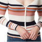 Cardigan listrado com botões e botões Jessica Simpson Hollie feminino, branco, tamanho X-S