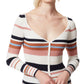 Cardigan listrado com botões e botões Jessica Simpson Hollie feminino, branco, tamanho X-S