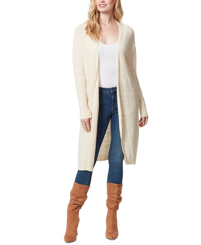 Cardigan feminino Jessica Simpson com nervuras e frente aberta, tamanho XS