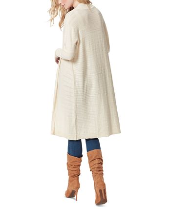 Cardigan feminino Jessica Simpson com nervuras e frente aberta, tamanho XS