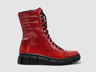 Helios - Botas femininas de couro com forro de pele de Medusa e zíper