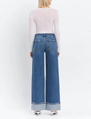 Vervet By Flying Monkey - Calça jeans larga, larga e com punhos altos