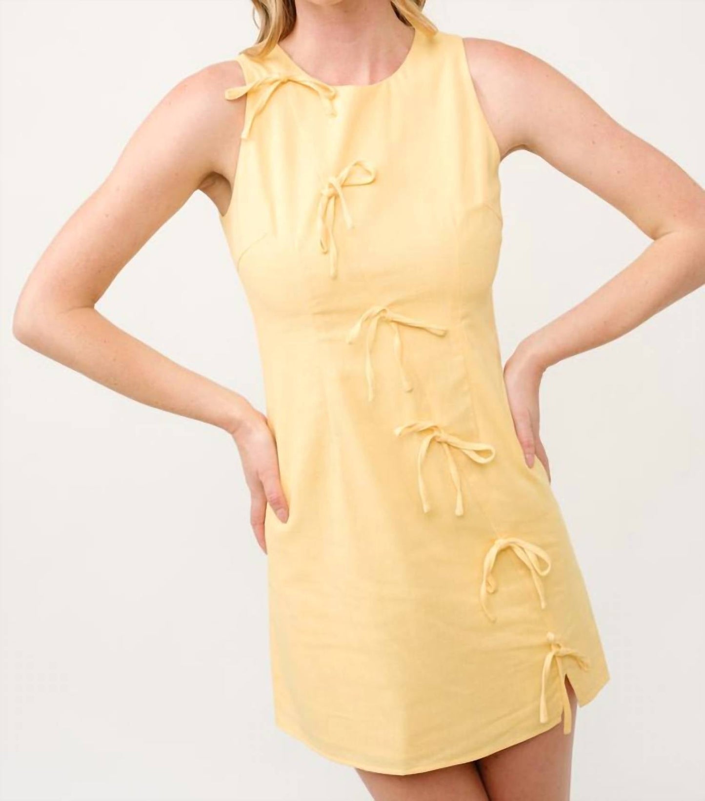 Aiblee - Bow Detail Mini Dress