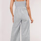 La Society - Half Buttoned Wide Leg Jumpsuit