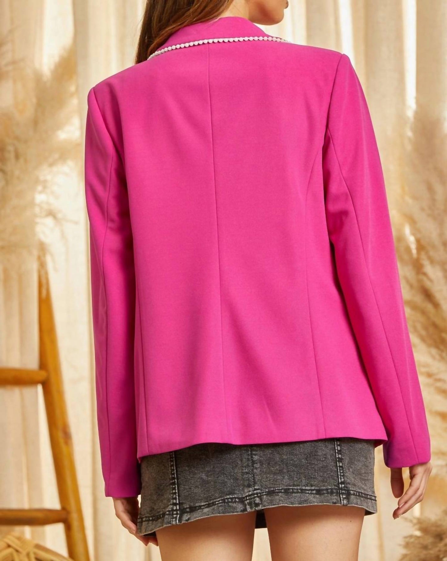Andree By Unit - Pearl Detail Woven Blazer