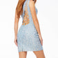 Ashleylauren - Beaded Asymetrical Lace-up Back Cocktail Dress